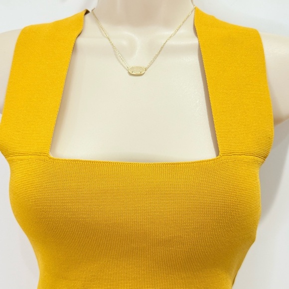 Seek The Label Bandage Crop Top Tank Square Neck Yellow Small Preppy Beachy Chic - Picture 5 of 8
